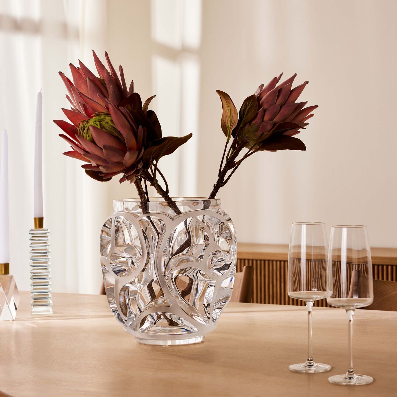 lalique tourbillons vase medium clear