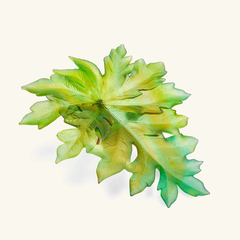 daum born o wall leaf figurine large green