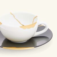 bernardaud kintsugi charbon espresso cup and saucer set of 2 black 2oz