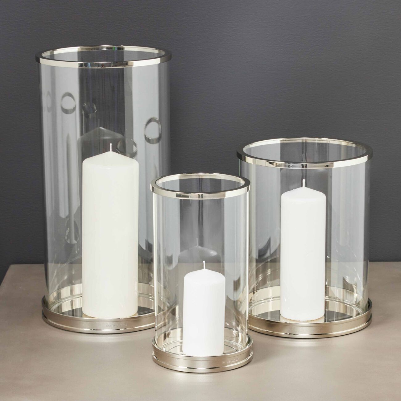 ralph lauren home modern hurricane candle holder silver
