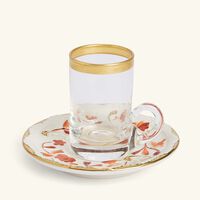 فيلاري فنجان شاي عربي تاورمينا مع صحنه باللون الأحمر