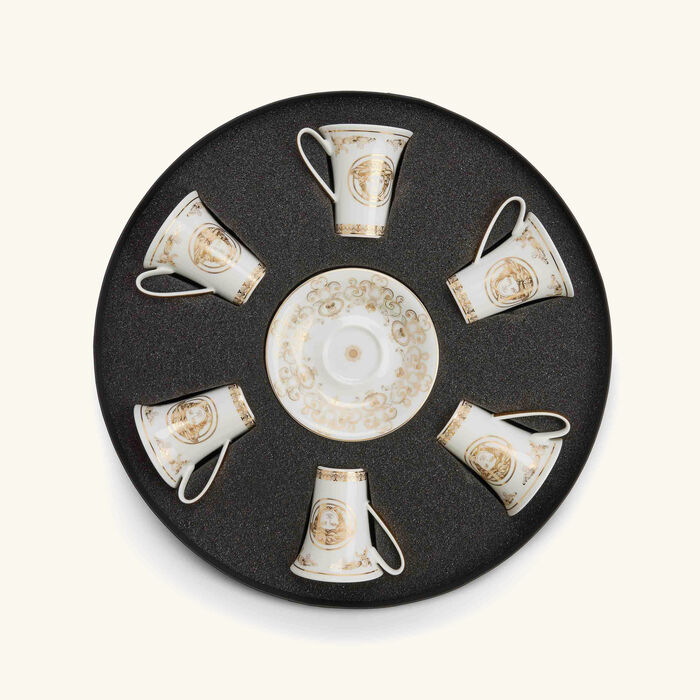 versace medusa gala coffee cup saucer gold set of 6