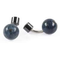 Cufflinks Blue Coral Haematite Silver. With Box, small