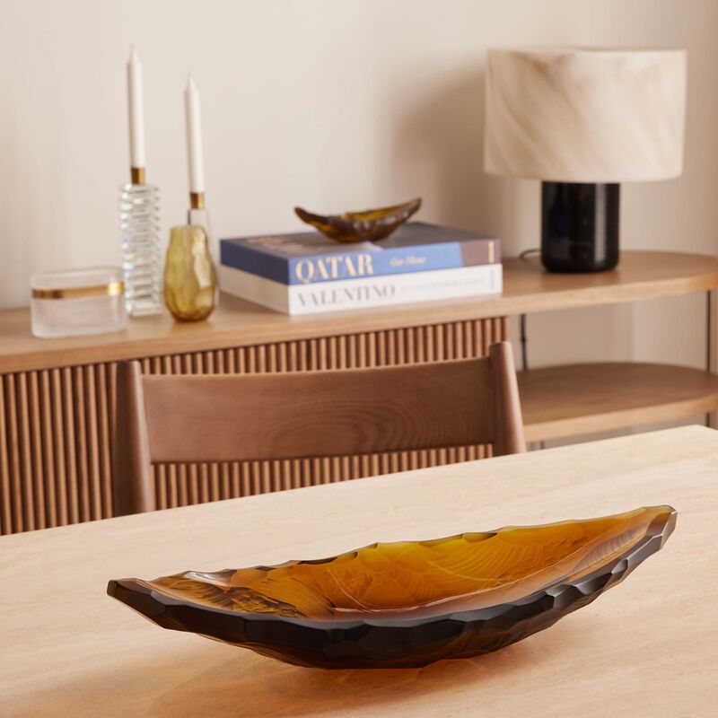 Terramineral Silex Centerpiece Medium Amber lalique terramineral silex centerpiece medium amber