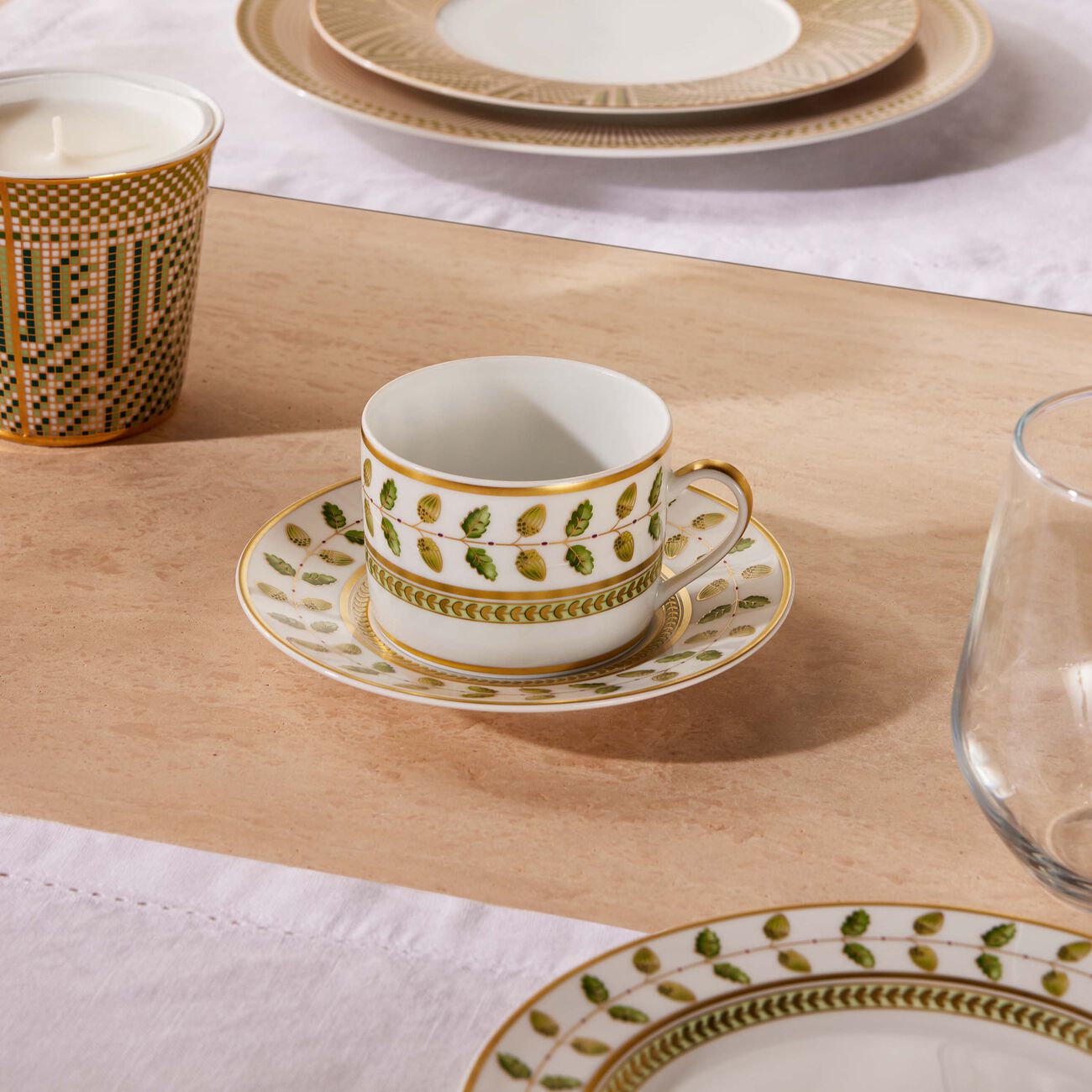 bernardaud constance tea cup saucer green