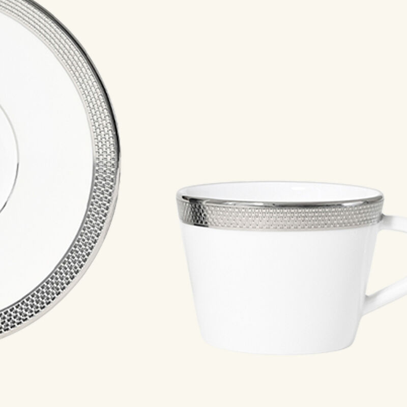Maille Platine Moka Coffee Cup & Saucer Set Of 2 White bernardaud maille platine moka coffee cup saucer set of 2 white