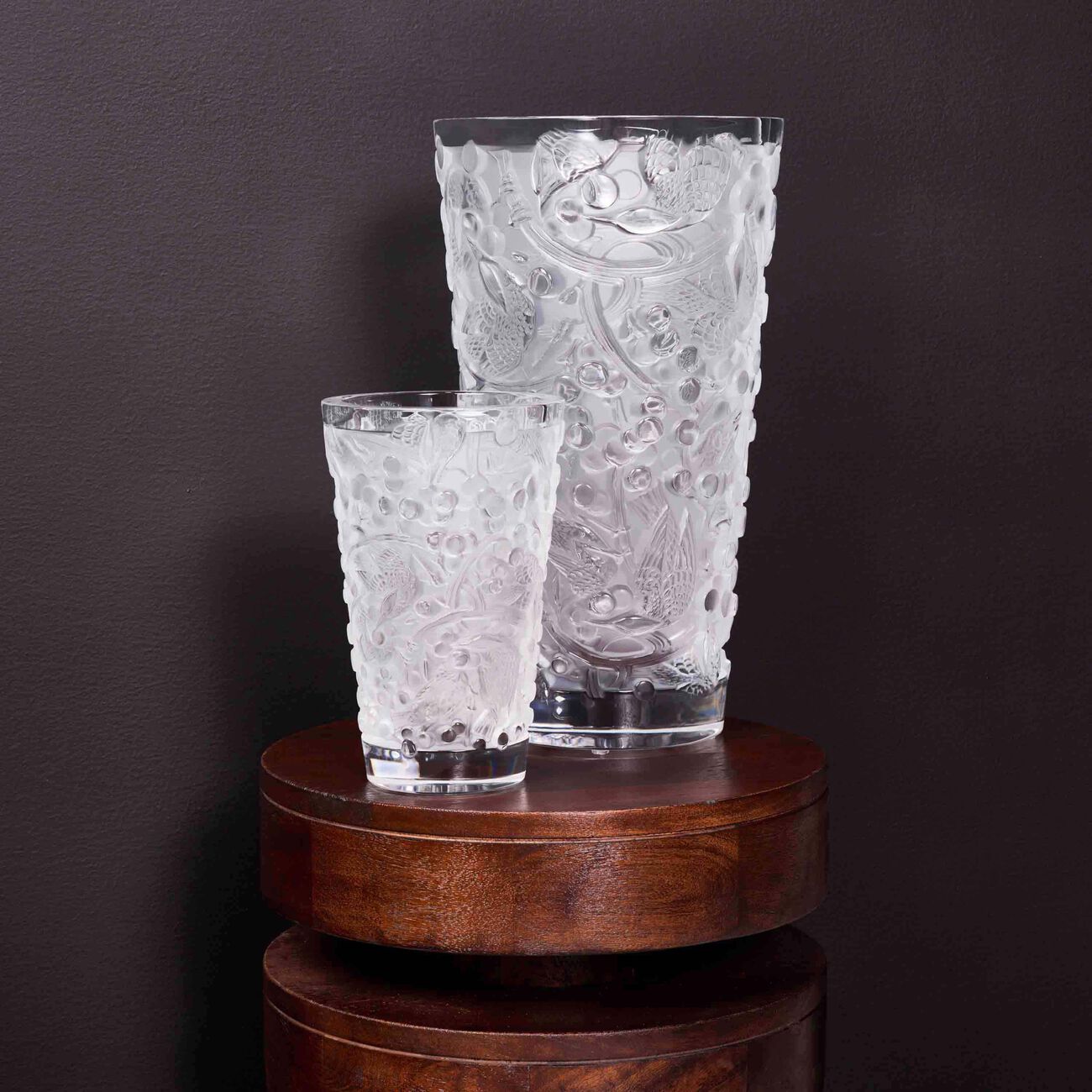 lalique merles et raisins vase small clear