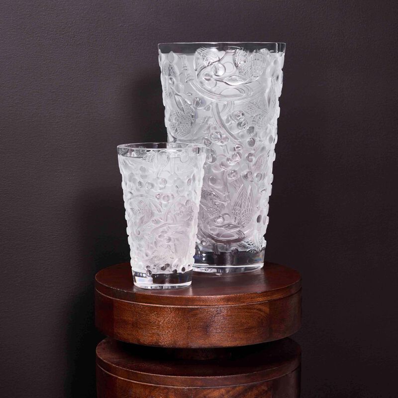 lalique merles et raisins vase small clear