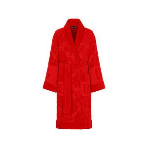 Terry Cotton Jacquard Bath Robe - Red, medium