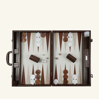 Patinated Crocodile Backgammon Set vido patinated crocodile backgammon set