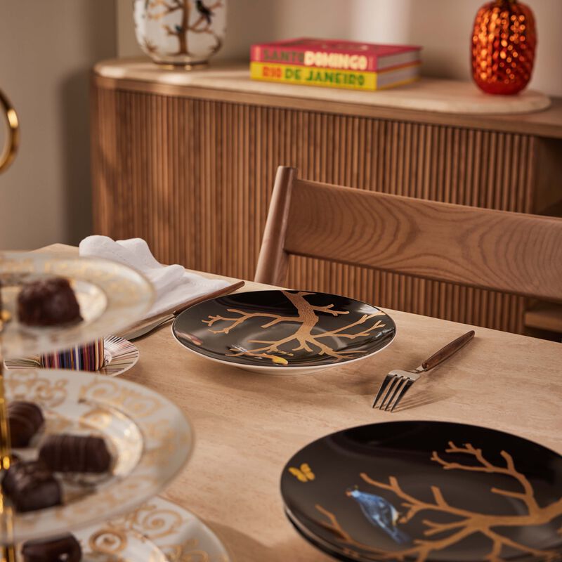 Aux Oiseaux Dinner Plate Round Black 21cm Set of 4 bernardaud aux oiseaux dinner plate round black 21cm set of 4