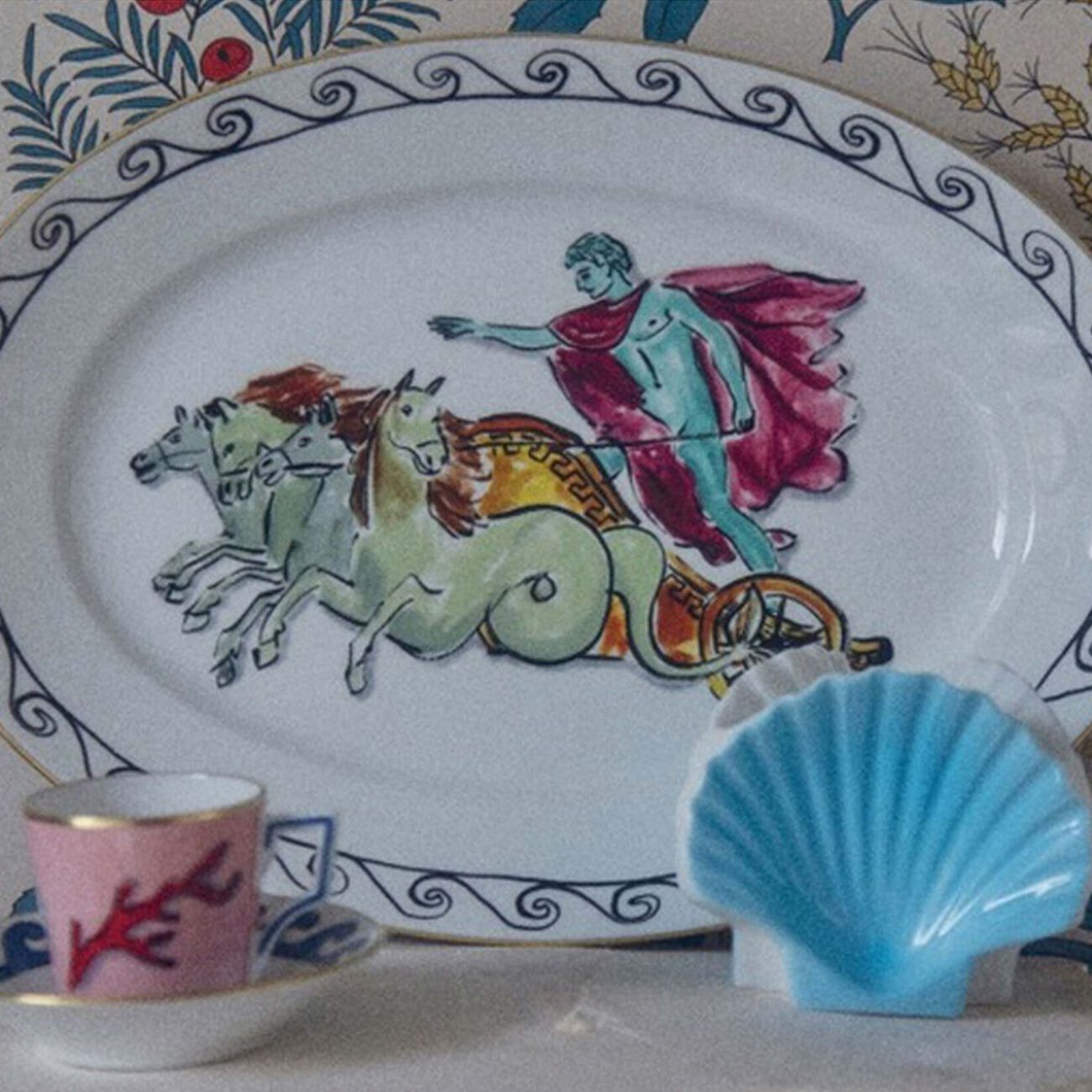 ginori 1735 il viaggio di nettuno serving platter oval white beige
