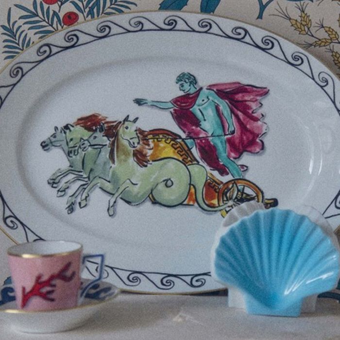 ginori 1735 il viaggio di nettuno serving platter oval white beige