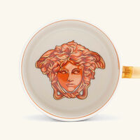 versace orange coin coffee cup saucer orange
