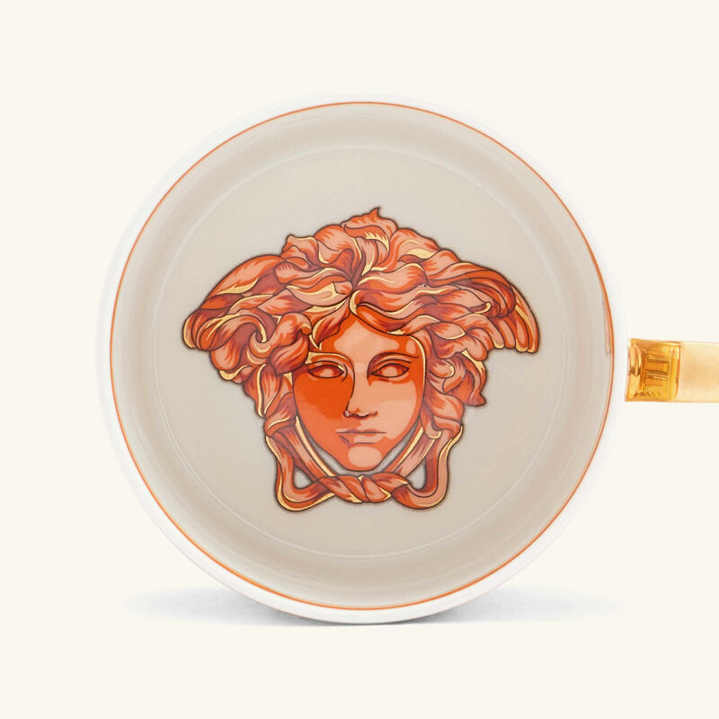 versace orange coin coffee cup saucer orange