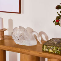 lalique swan head down sculpture small clear