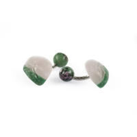 Cufflinks Rose Quartz Aventurine Zoisite Silver. With Box, small