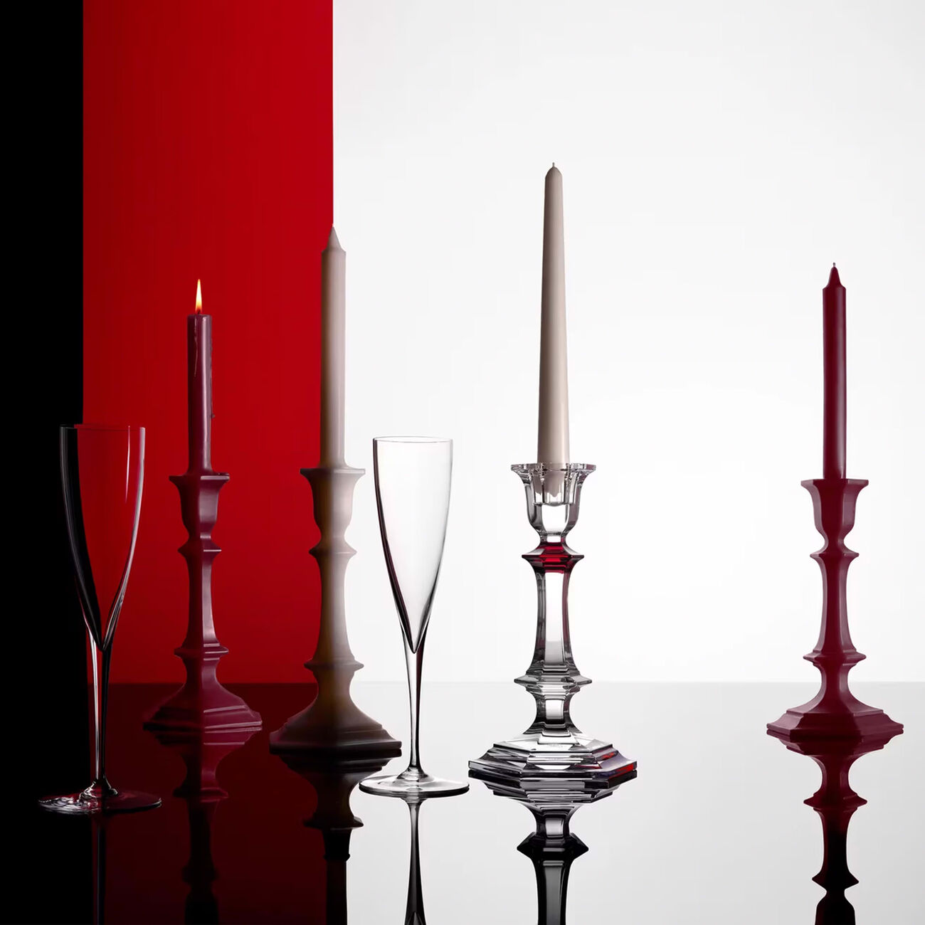 baccarat harcourt candle holder red
