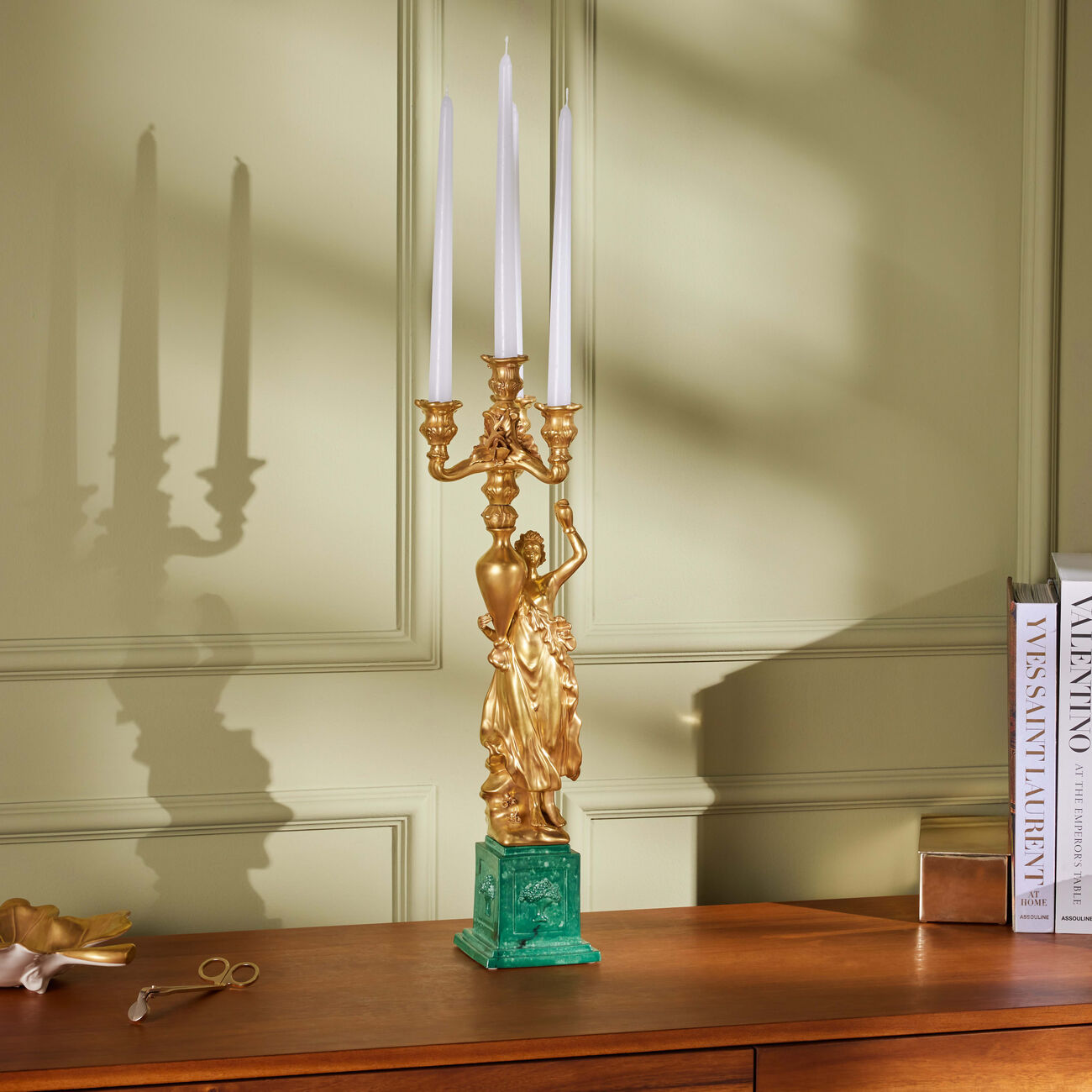 villari criteide candle holder green