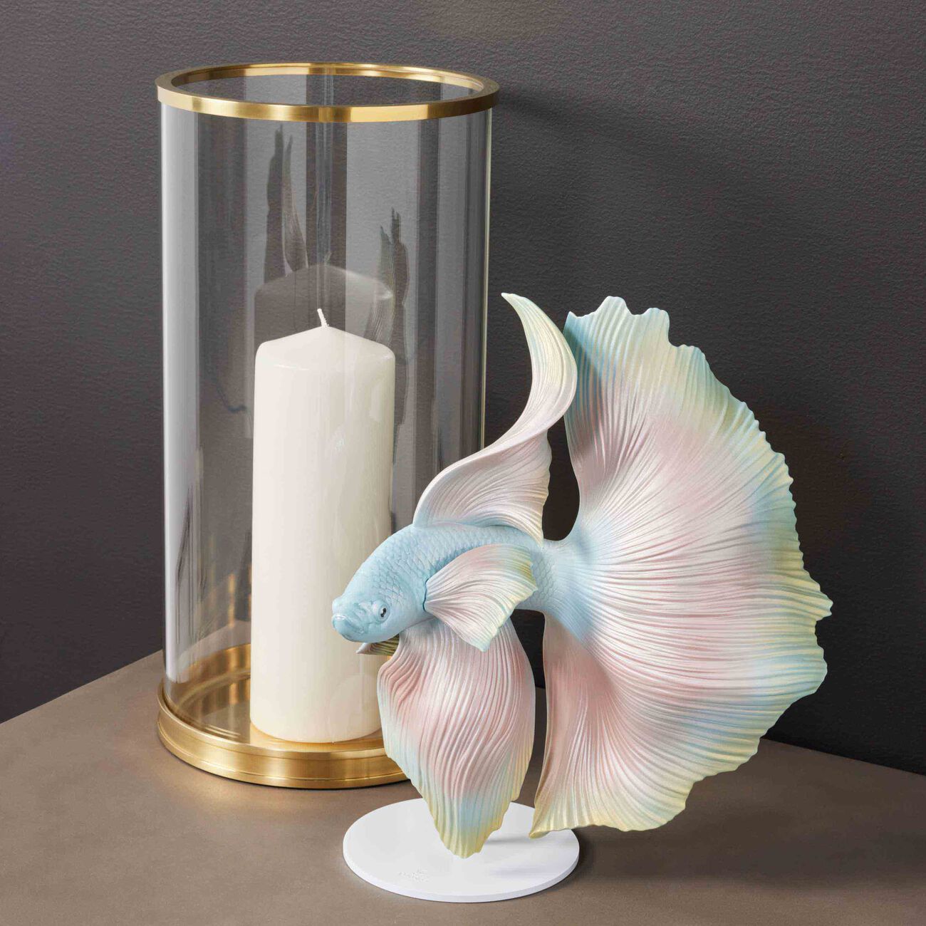 lladro betta fish sculpture right medium pink