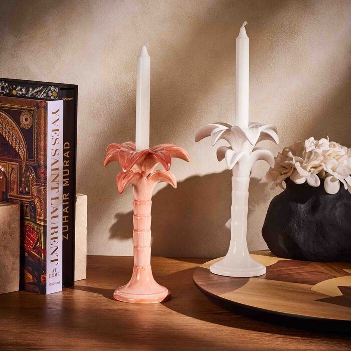 les ottomans palm trees candle holder white