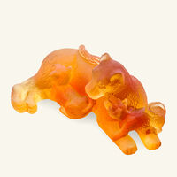 daum lioness   cubs figurine mini orange