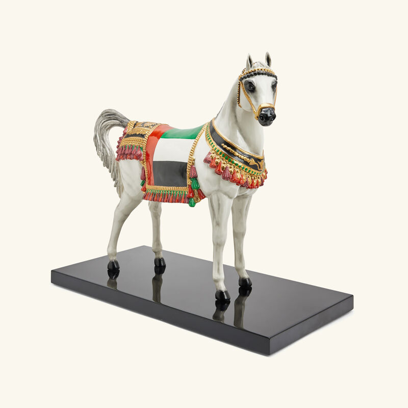 villari al rammah uae flag arabic horse sculpture white
