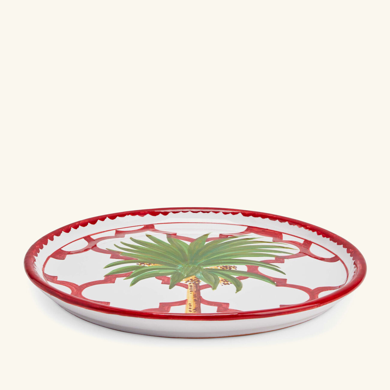 les ottomans ottomans palm dinner plate round red 28cm