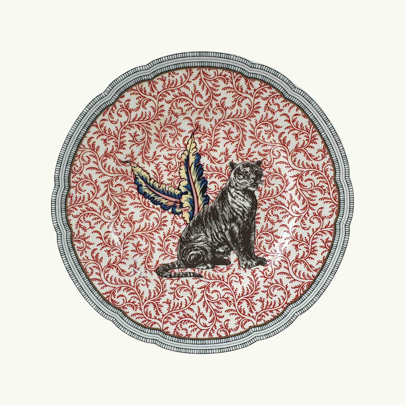 bernardaud collection braqueni dessert plate round red 21cm set of 4