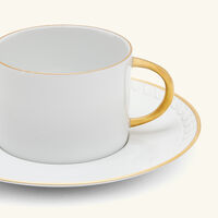 لوبجيه طقم نبتون مؤلف من فنجانين للشاي مع صحنيهما أبيض