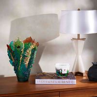 daum fleur de paon vase medium green