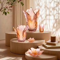 daum tulipe vase amber pink small limited edition