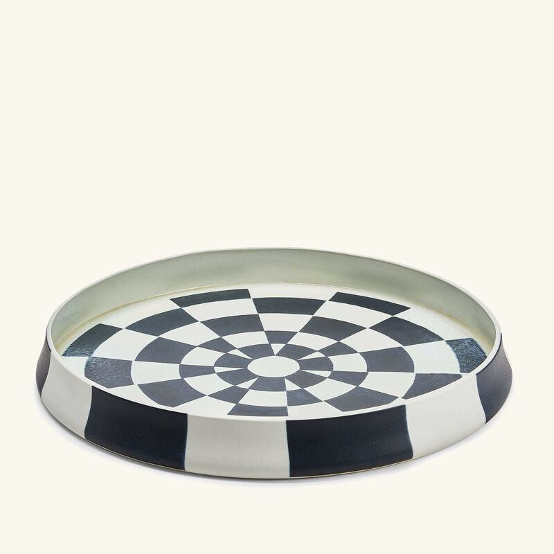 Damier Serving Platter Round White 42cm l objet damier serving platter round white 42cm