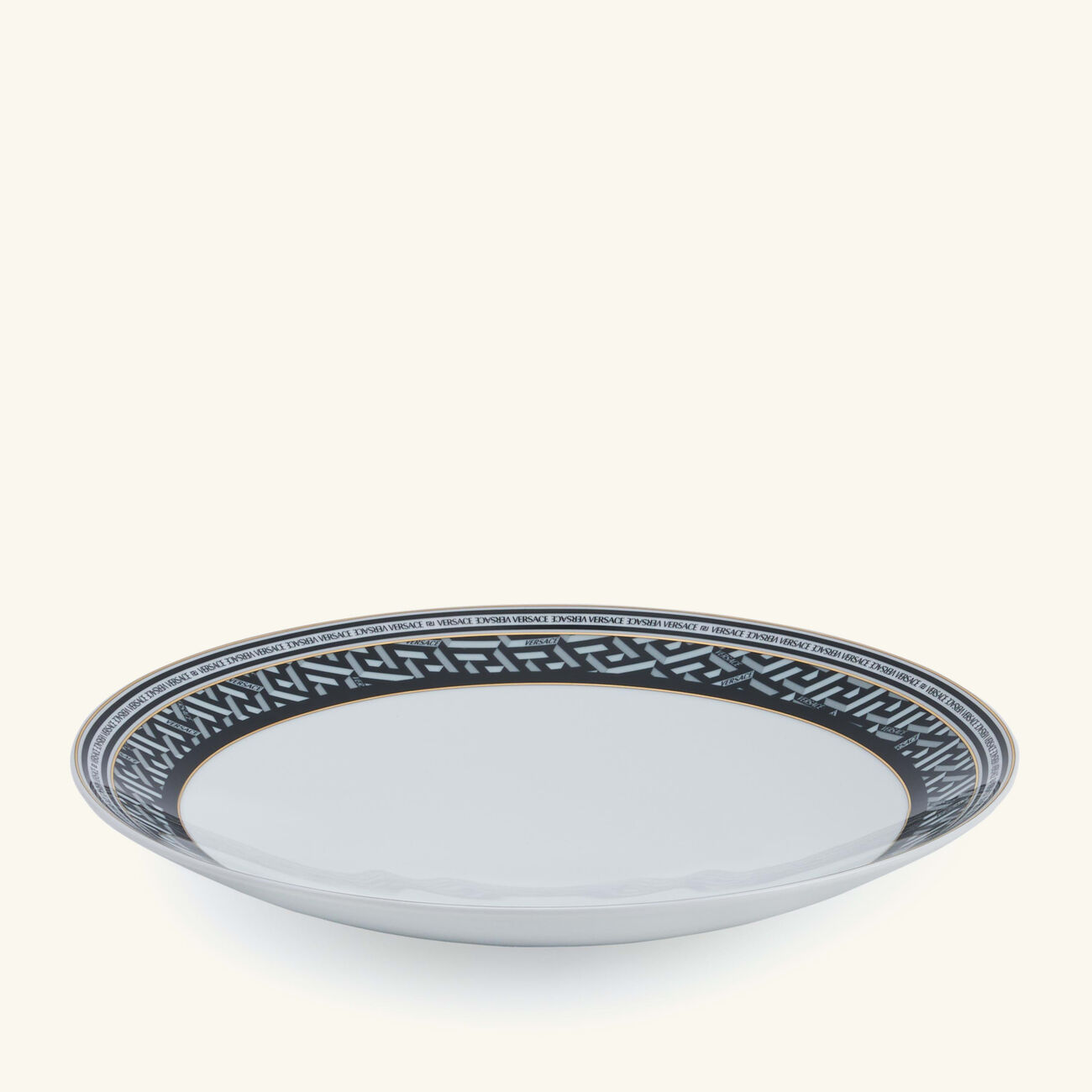 versace la greca signature serving plate round white 28cm