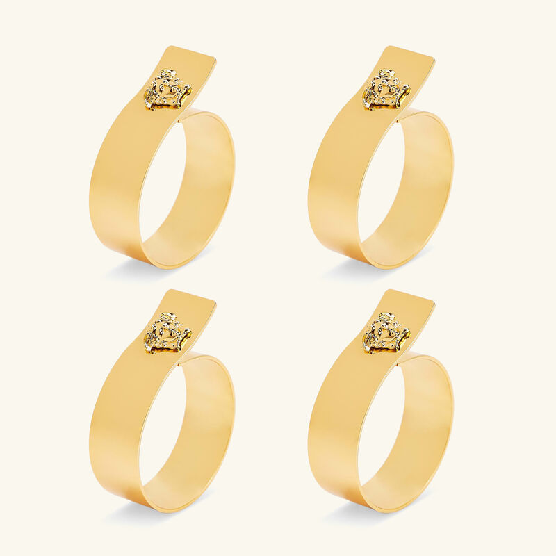 فيرساتشي طقم حلقات مناديل المائدة ميدوزا من 4 قطع باللون الذهبي