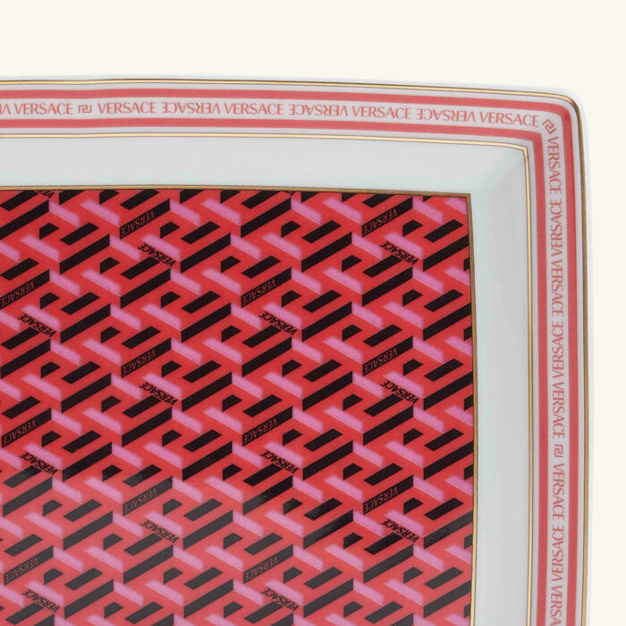 versace la greca signature serving platter rectangular red 21cm