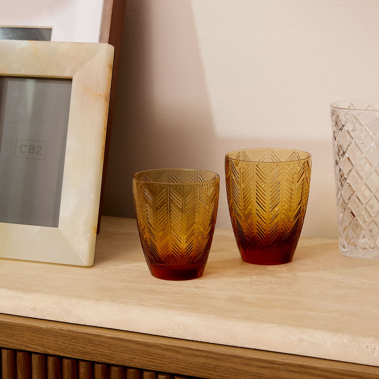 missoni home zig zag water glass orange
