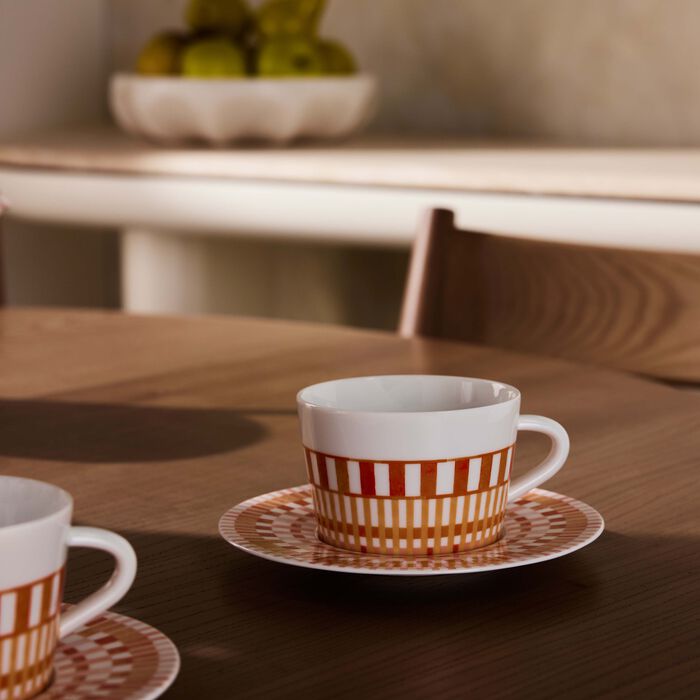 bernardaud terra rosa tea cup   saucer orange set of 2