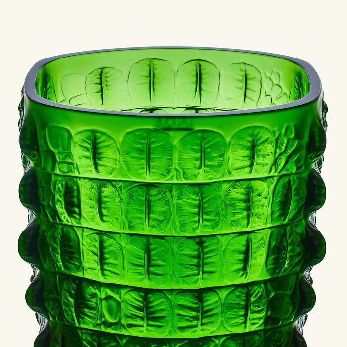 lalique croco vase small green