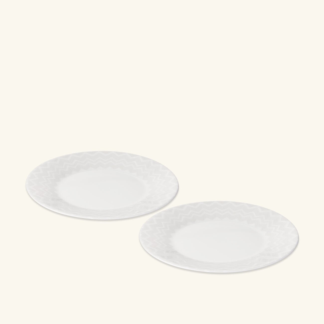 ZIG ZAG Dessert Plate Round White 21 cm Set of 2 missoni home zig zag dessert plate round white 21 cm set of 2