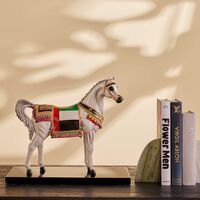 villari al rammah uae flag arabic horse sculpture white