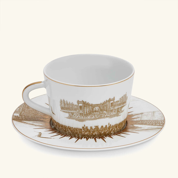bernardaud versailles enchante tea cup   saucer gold set of 2