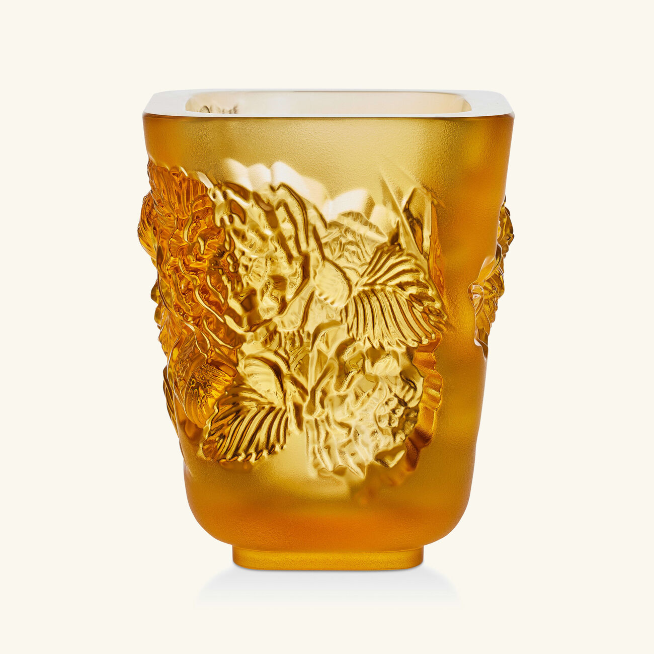 lalique pivoines vase mini yellow