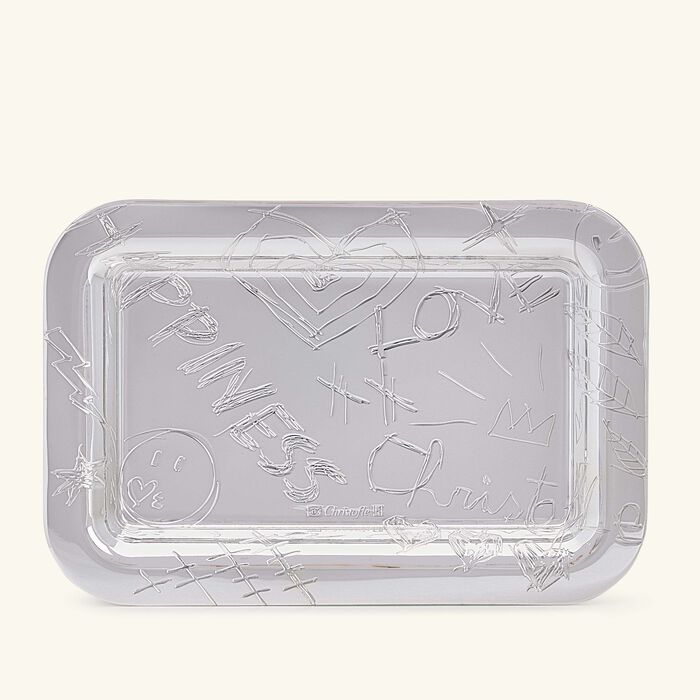 christofle graffiti serving tray rectangular small silver plated