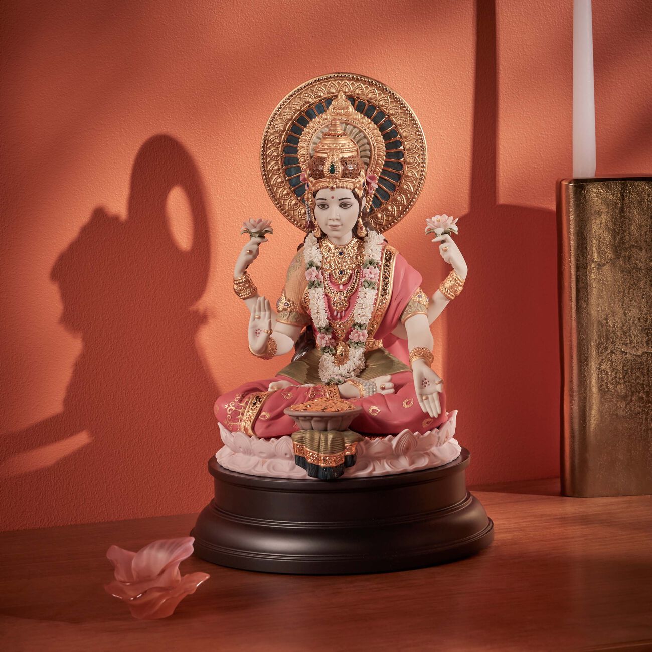 lladro goddess lakshmi sculpture large red