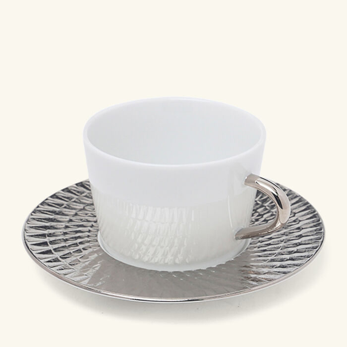bernardaud twist tea cup saucer silver