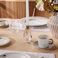 فنجان الشاي إكيوم بلاتين مع صحنه أبيض برناردو فنجان الشاي إكيوم بلاتين مع صحنه أبيض