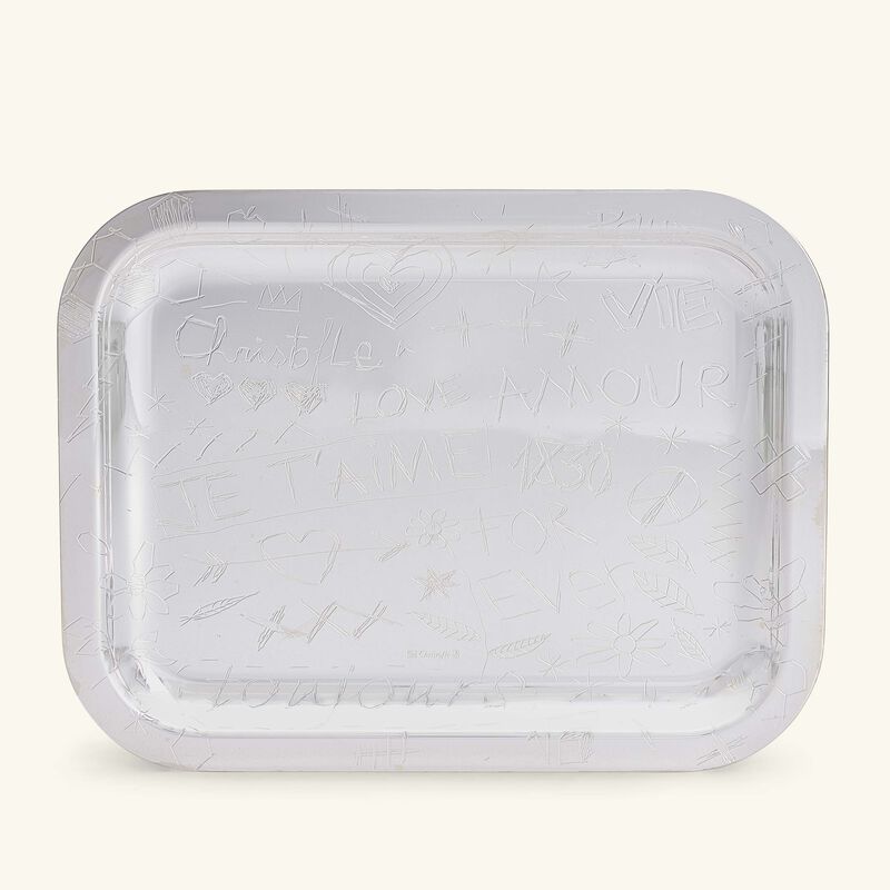 christofle graffiti serving tray rectangular medium silver plated