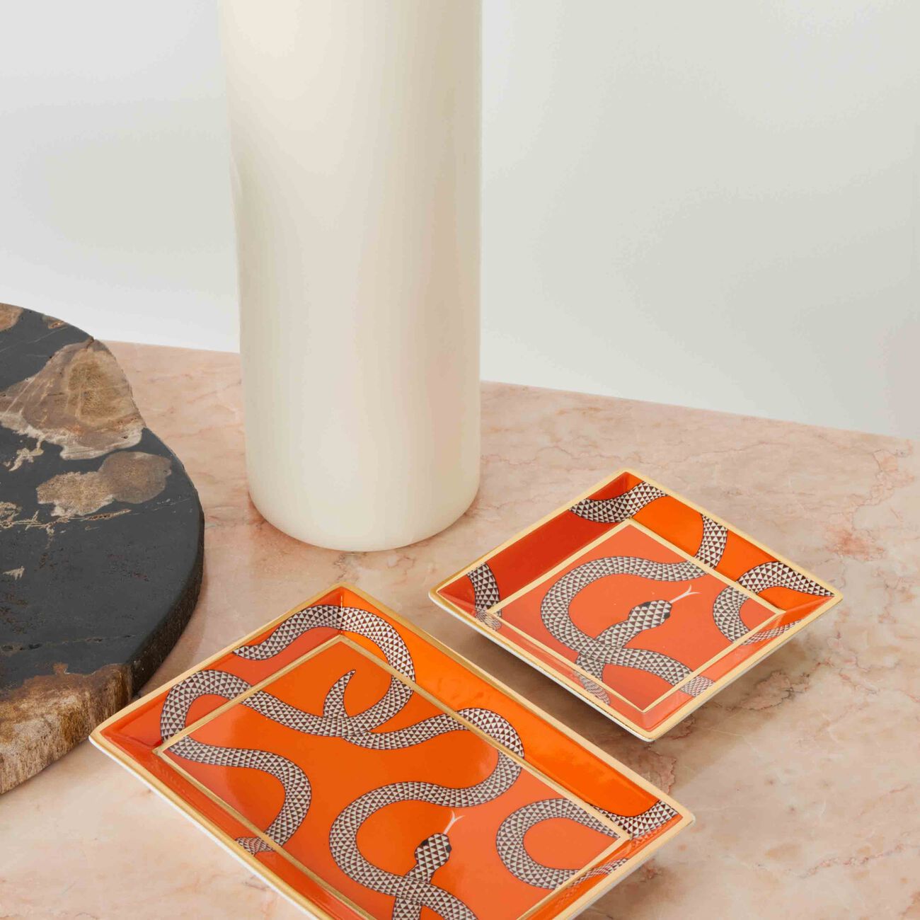 jonathan adler eden trinket tray rectangular small orange set of 4