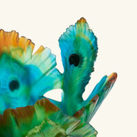 daum fleur de paon vase medium green